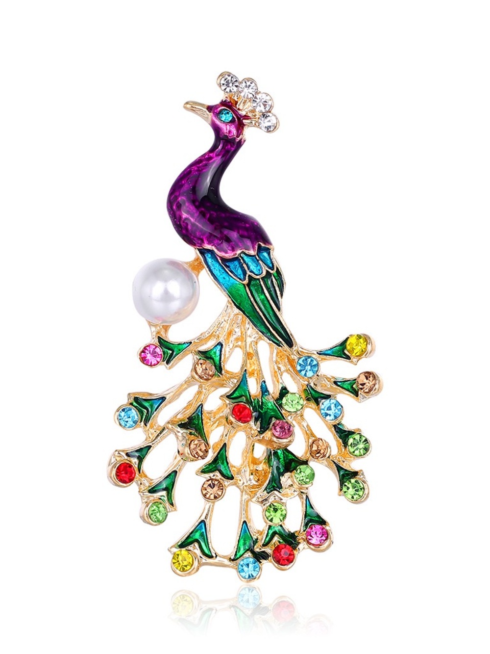 Vintage Style Peacock Brooch Colorful Enamel Bird. - Picture 3 of 4
